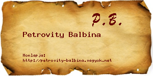 Petrovity Balbina névjegykártya